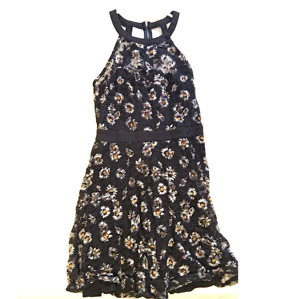 Black floral halter dress
